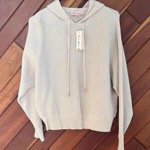 Philosophy Light Beige Ribbed Knit Hoodie